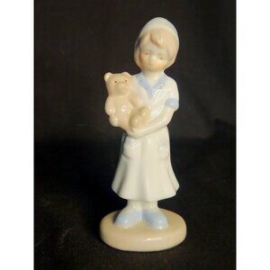 K's Collection Vintage Porcelain Nurse  Figurine Child Teddy Bear Healthcare